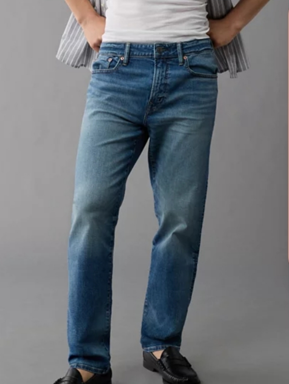 American Eagle AE AirFlex+ Athletic  Straight-Leg Jeans in Indigo Waters 34x34